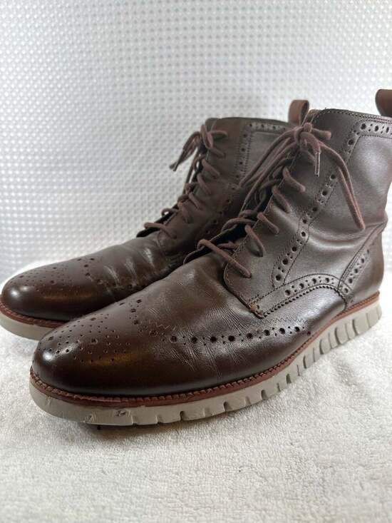 Cole Haan Zerogrand Water Resistant Wingtip Boots Brown Leather Men\'s Size 12M main image 5